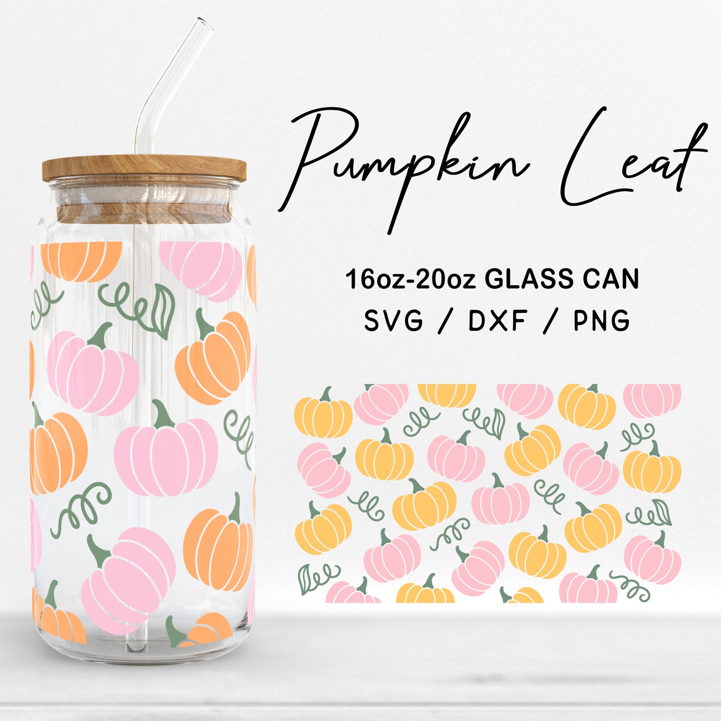 Glass 16oz | 20oz Pumpkin Leaf Svg Files, Pumpkin Can Glass Wrap, Halloween Glass Svg, Pumpkins Print Glass Can Cut Files Digital Download