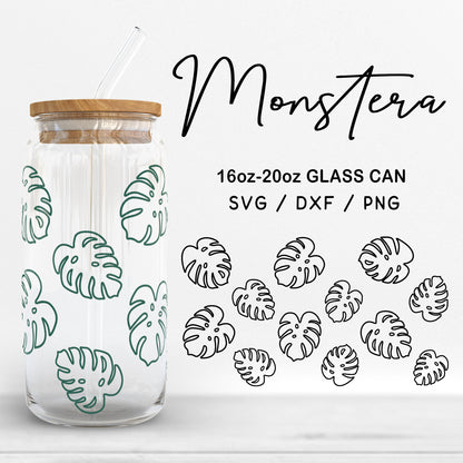 Glass 16oz | 20oz Monstera Svg Files, Tropical Svg, Botanical Clipart, Tropical Leaf Cut Files, Monstera Leaves Pattern Svg Digital Download