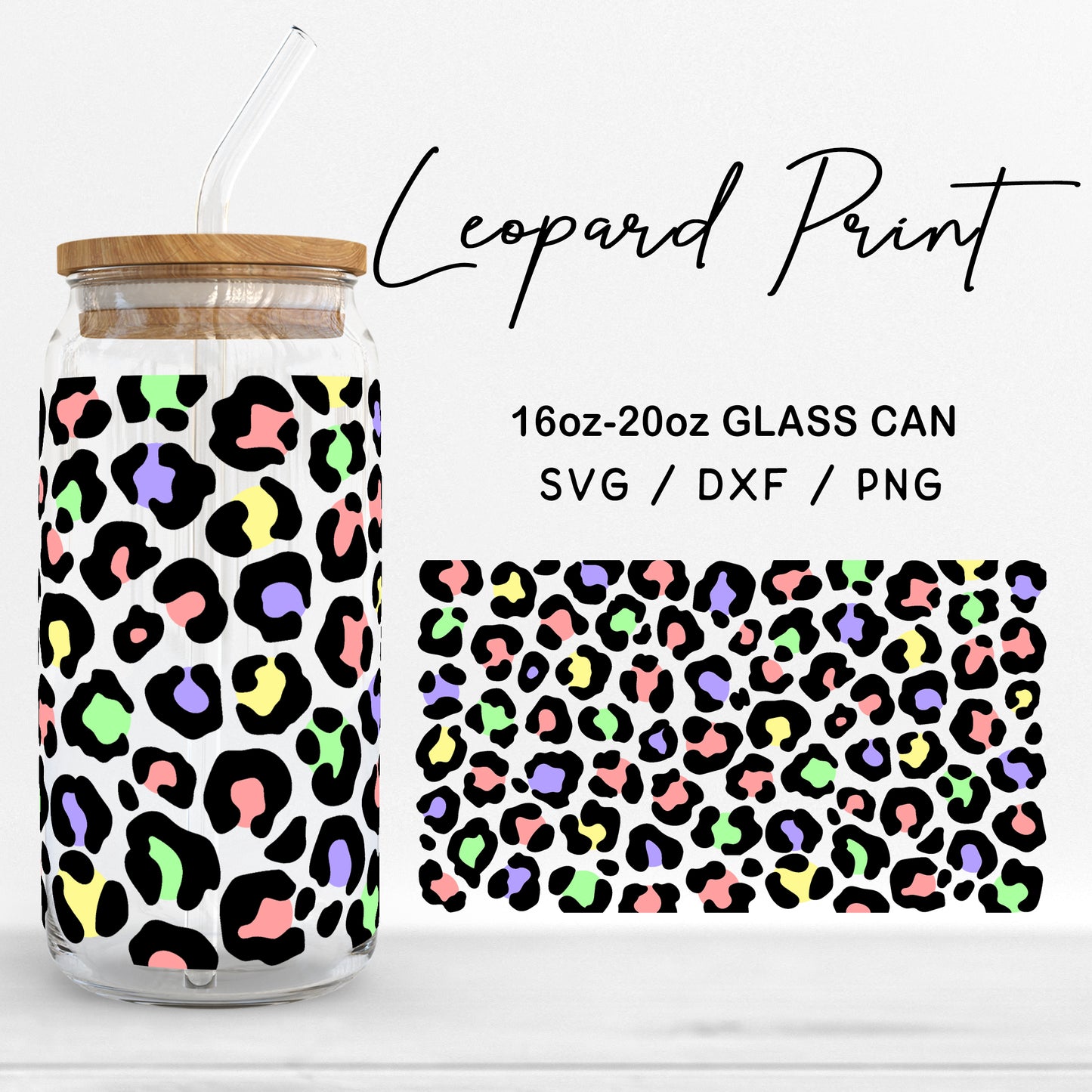 Glass 16oz | 20oz Leopard print Svg Files, Animal Pattern Glass Svg, Cheetah Print Clipart, Leopard Print Glass Cut Files Digital Download