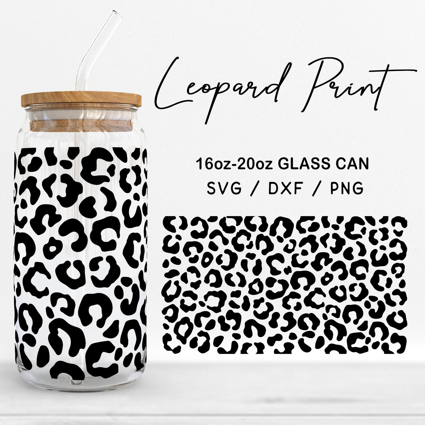 Glass 16oz | 20oz Leopard print Svg Files, Animal Pattern Svg, Cheetah Print Clipart, Leopard Pattern Glass Wrap Cut Files Digital Download