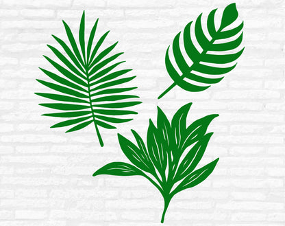 Tropical Leaves Svg Bundle, Tropical Leaf Vector, Palm Leaf Clipart, Jungle Leaves, Monstera Png, Tropical Decor Cut files Digital Download