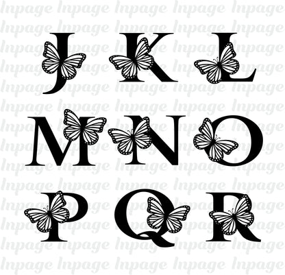 Butterfly Monogram SVG, flying Butterflies Alphabet Monogram, Capital Alphabet Font PNG file, Butterfly Letters Cut files Digital Download