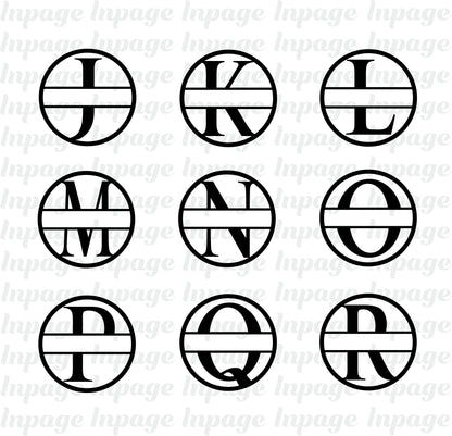 Split Monogram SVG, Split Circle Frame Alphabet, Monogram PNG, Name frame DXF, Initial Svg, Customize with name Cut files Digital Download