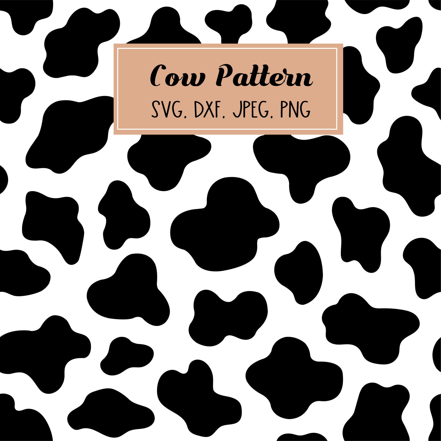 Cow Print Svg, Cow Clipart, Seamless Cow Pattern Vector, Animal Print PNG, Cow Seamless Pattern Cut files Digital Download