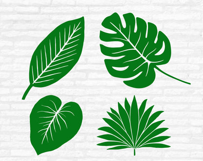 Tropical Leaves Svg Bundle, Tropical Leaf Vector, Palm Leaf Clipart, Jungle Leaves, Monstera Png, Tropical Decor Cut files Digital Download