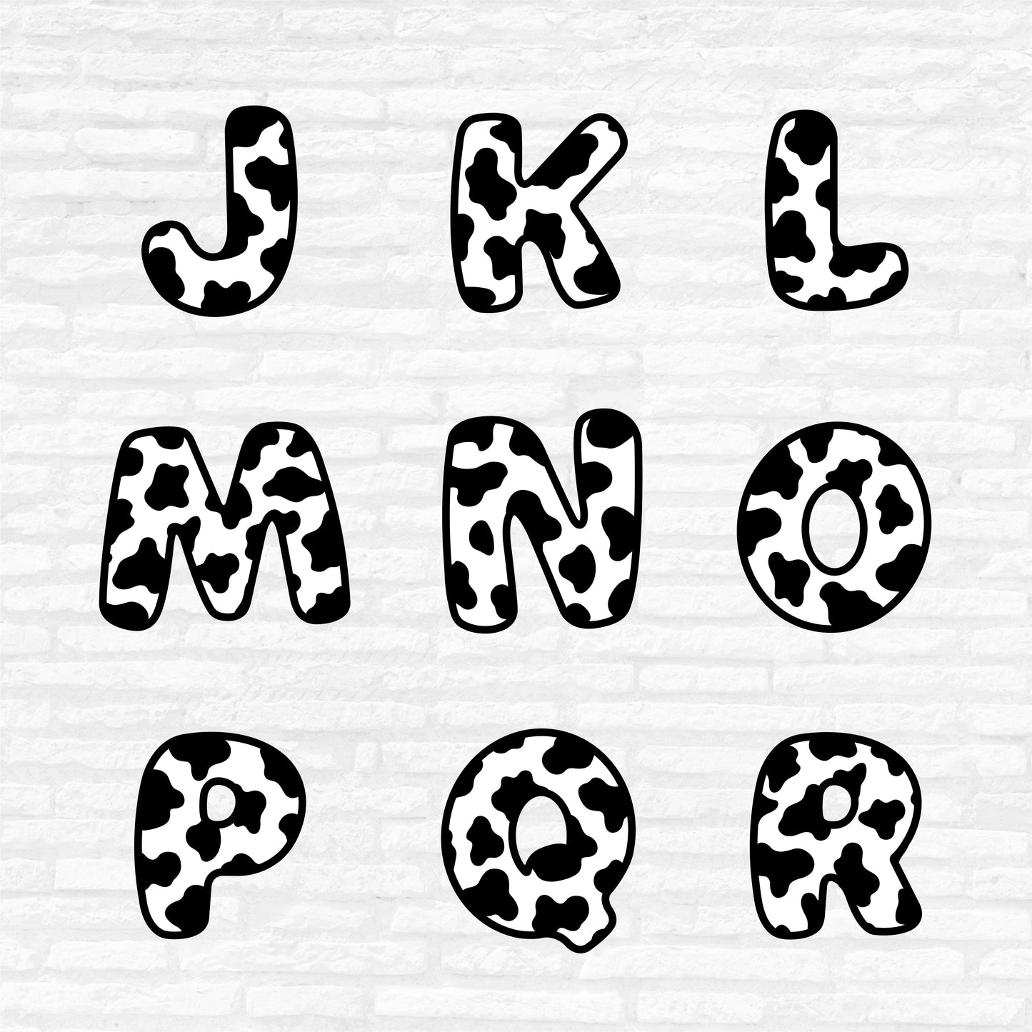 Cow Font SVG, Cow Print Alphabet SVG, Numbers Svg, Cow Letters Svg, Birthday Cow Print PNG, Cow print letter Cut files Digital Download