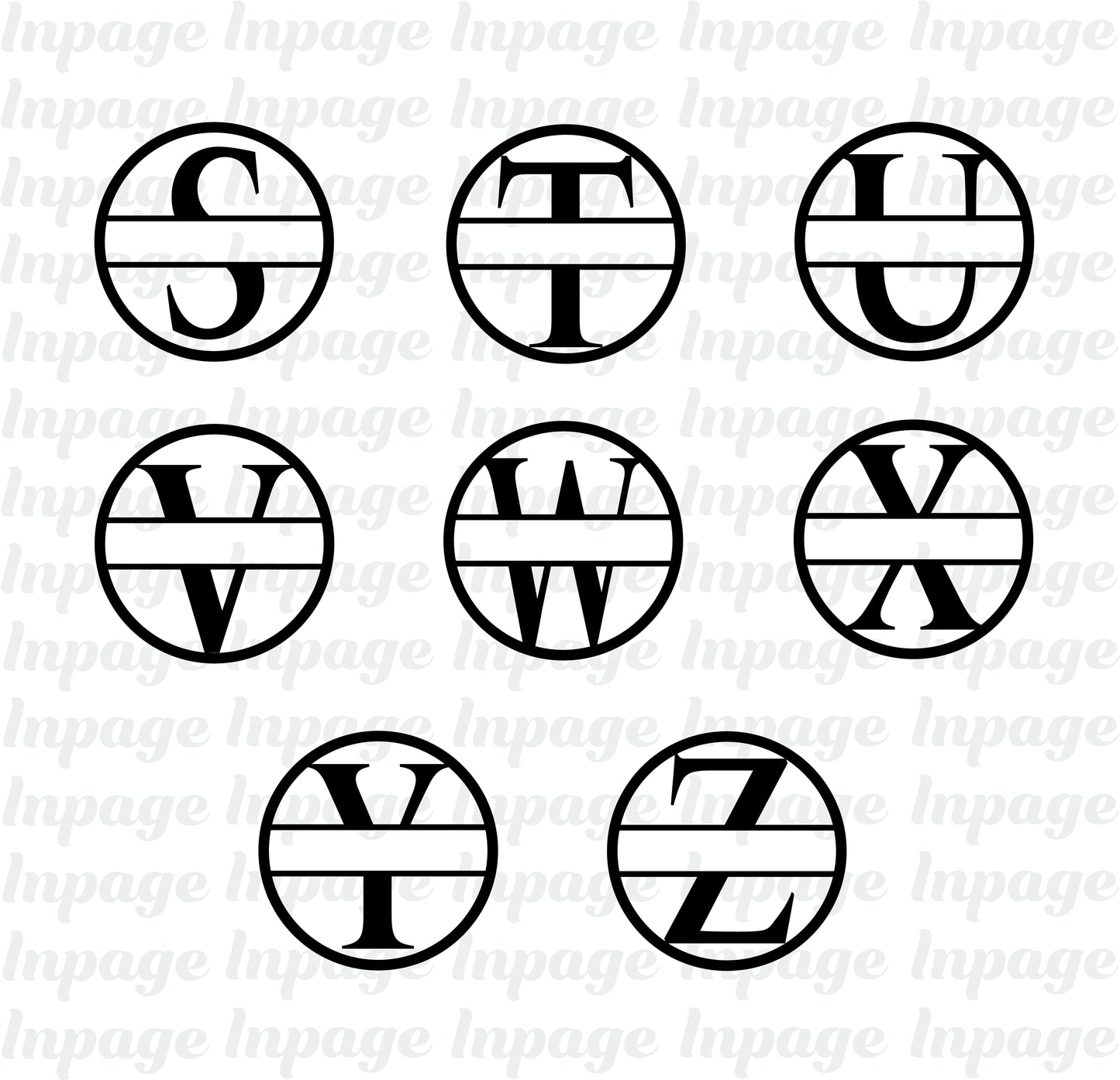 Split Monogram SVG, Split Circle Frame Alphabet, Monogram PNG, Name frame DXF, Initial Svg, Customize with name Cut files Digital Download