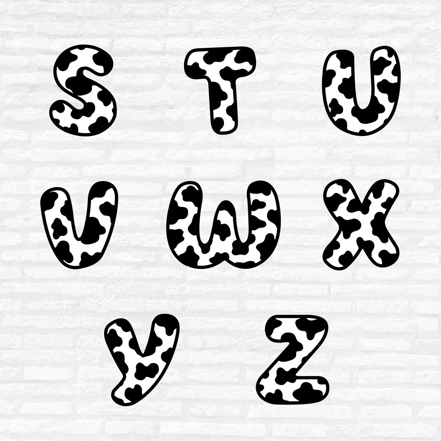 Cow Font SVG, Cow Print Alphabet SVG, Numbers Svg, Cow Letters Svg, Birthday Cow Print PNG, Cow print letter Cut files Digital Download