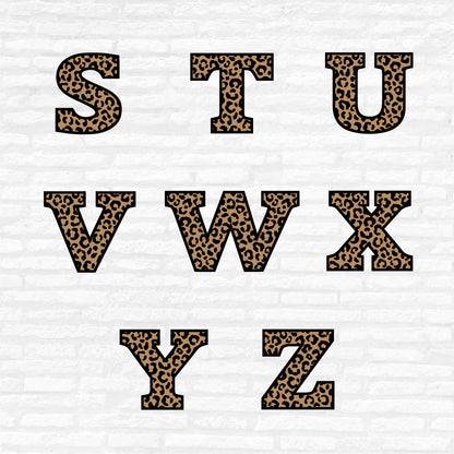 Leopard Print Alphabet SVG, Leopard Letters DXF, Leopard Pattern Alphabet PNG, Leopard Numbers, Leopard letter Cut files Digital Download