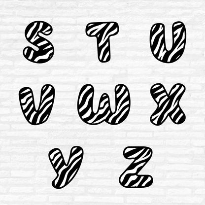 Zebra Font SVG, Zebra Print Alphabet SVG, Numbers Svg, Zebra Letters Svg, Animal Print PNG, Zebra print letters Cut files Digital Download