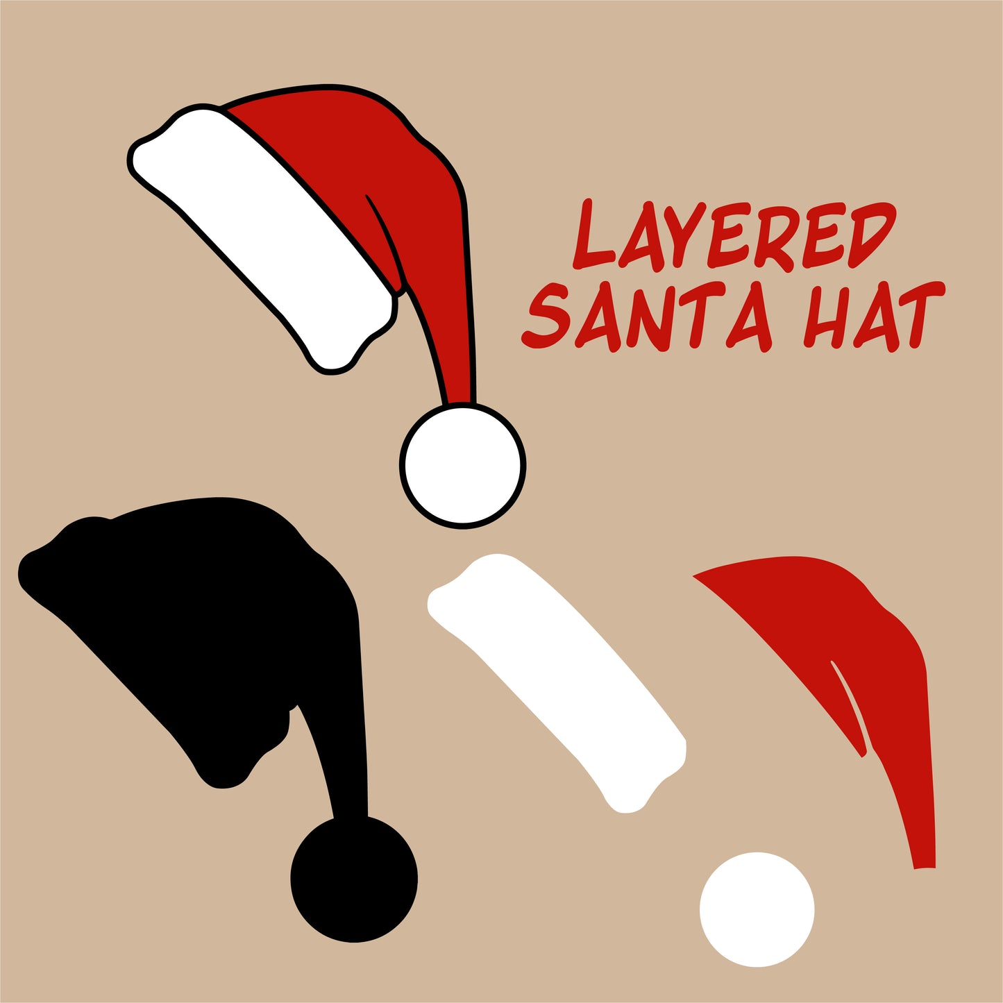 Santa Hat SVG, Christmas Hat Layered cut file, Christmas SVG, Winter Hat DXF, Xmas Clipart, Holiday Winter Kid Shirt Digital Download