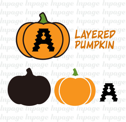 Pumpkin Monogram Svg, Pumpkin Vector, Pumpkin Alphabet Svg, Thanksgiving letters, Halloween Clipart, Pumpkin Cut Files Digital Download