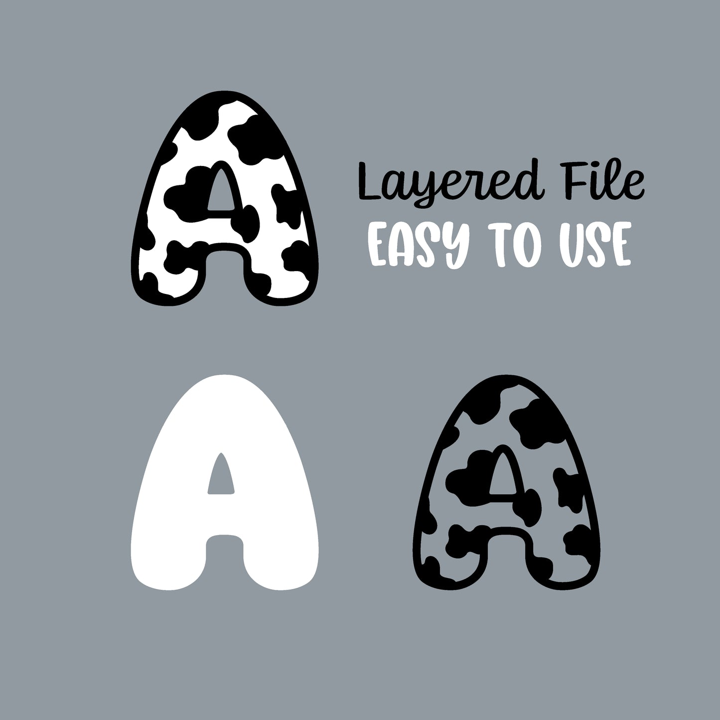 Cow Font SVG, Cow Print Alphabet SVG, Numbers Svg, Cow Letters Svg, Birthday Cow Print PNG, Cow print letter Cut files Digital Download