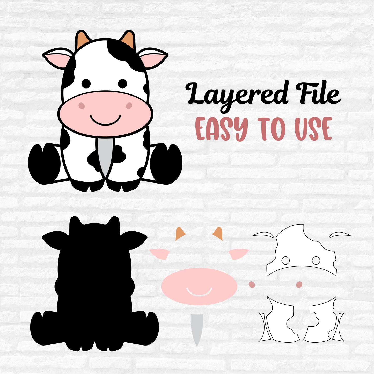 Cute cow svg, Baby cow svg, Cow svg, Cow clipart, Cow cartoon, Cow icon SVG, Boy Girls Cow birthday shirt SVG Cut files Digital Download