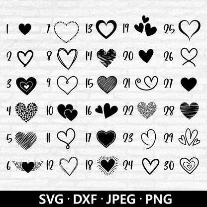 Heart svg bundle, Hand drawn Clipart, Hearts in heart, Valentines day, Love line art, Heart shape Dxf, Valentine Cut files Digital Download