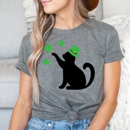 St. Patricks Day Cat SVG, Cat with a Leprechaun Hat Vector, St Patricks day shirt PNG, Leprechaun Shamrock Cat Cut files Digital Download