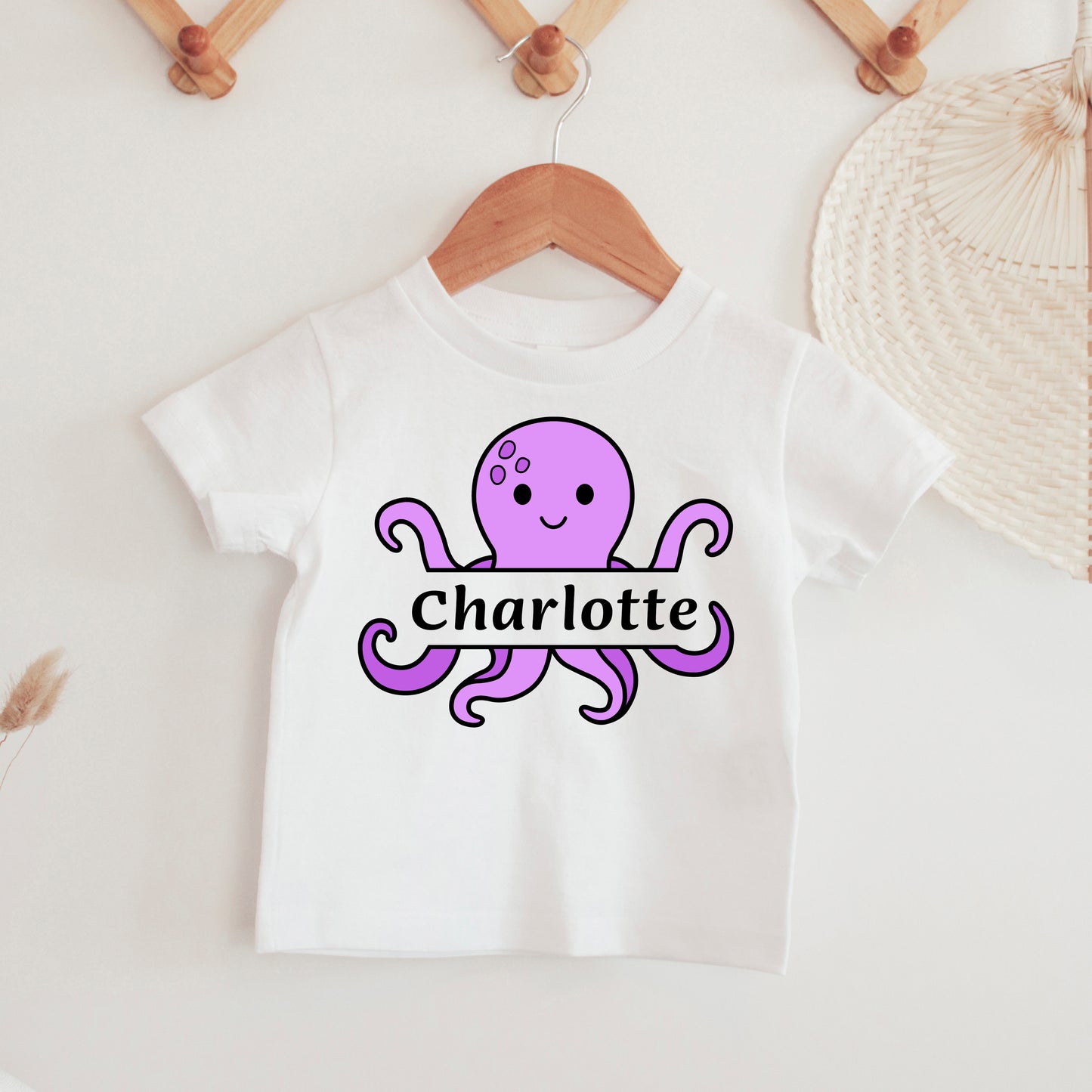 Octopus Monogram SVG, Sea Animal Name Frame PNG, Cute Octopus cutting file, Baby Shower Shirt, Personalize, Cut files Digital Download