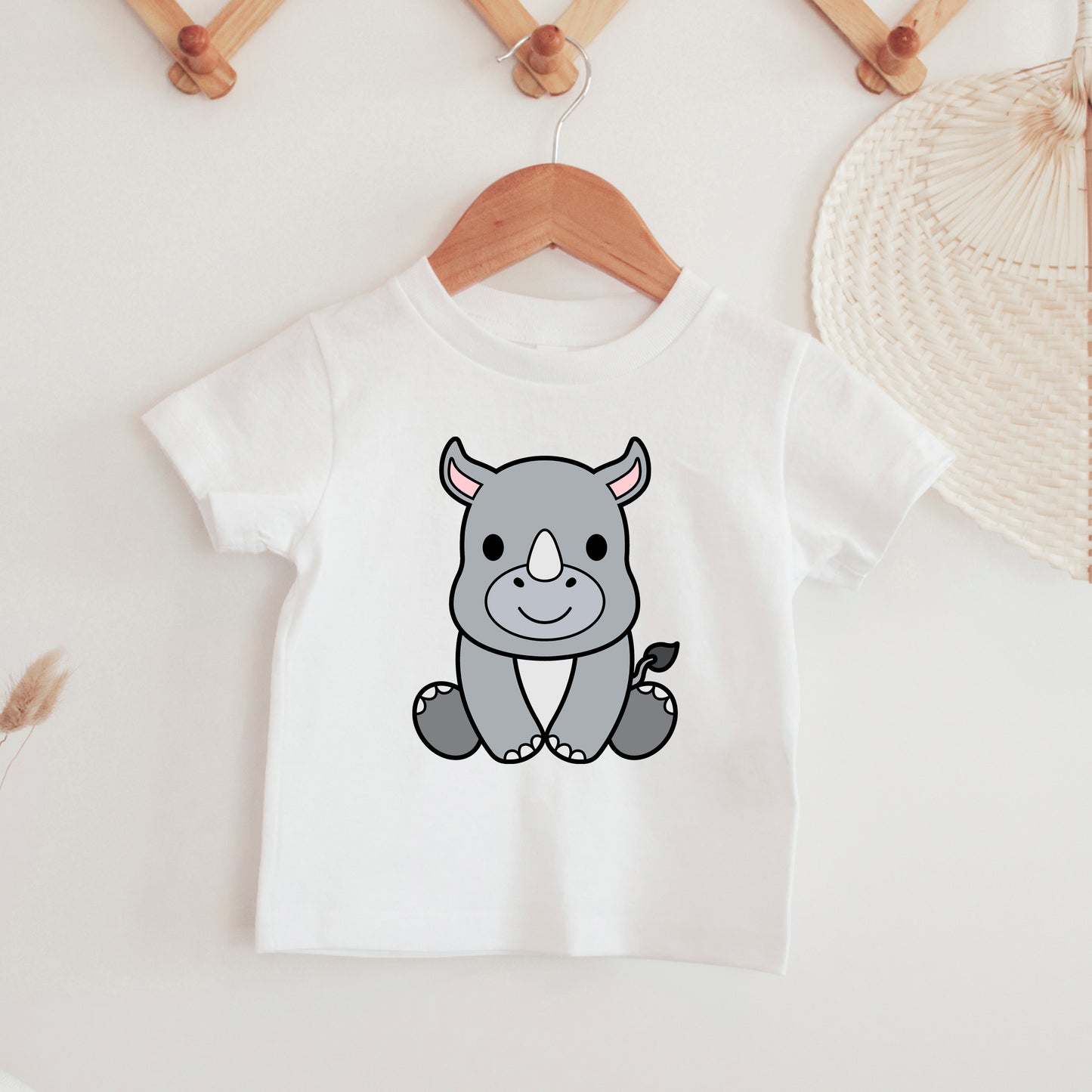 Cute Rhino SVG, Rhinoceros Clipart, Baby Rhino Vector, Jungle Animals Kids Shirt PNG, Zoo Animal Rhino Outline Cut files Digital Download