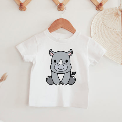 Cute Rhino SVG, Rhinoceros Clipart, Baby Rhino Vector, Jungle Animals Kids Shirt PNG, Zoo Animal Rhino Outline Cut files Digital Download