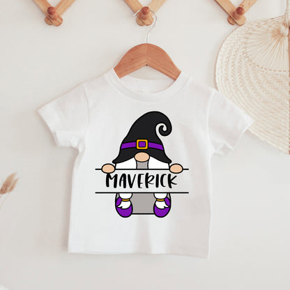 Witch Gnome Monogram SVG, Gnome Name Frame SVG, Split Monogram PNG, Halloween Gnome Clip Art, Gnome Vector Cut Files Digital Download