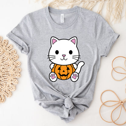 Halloween Cat SVG, Cute Cat with Pumpkin Vector, Halloween Day Clipart, Baby Kids Animal Shirt, Pumpkin face Cut files Digital Download