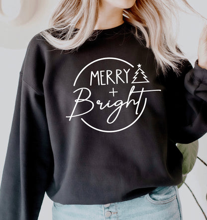 Merry Bright SVG, Merry And Bright Clipart, Christmas Quotes Shirt PNG, Hand drawn letters, Christmas Sayings Cut files Digital Download