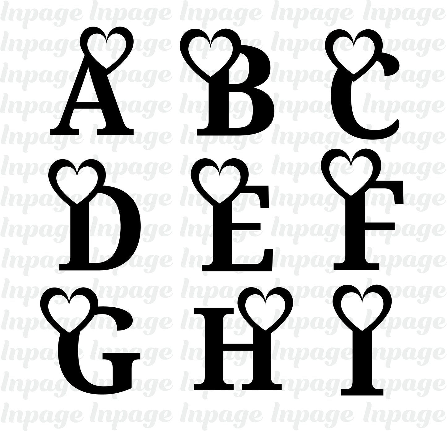 Love Alphabet Letter svg, Heart alphabet Dxf files, Heart Outline Alphabet Vector, Heart line art Alphabet Cutting files Digital Download