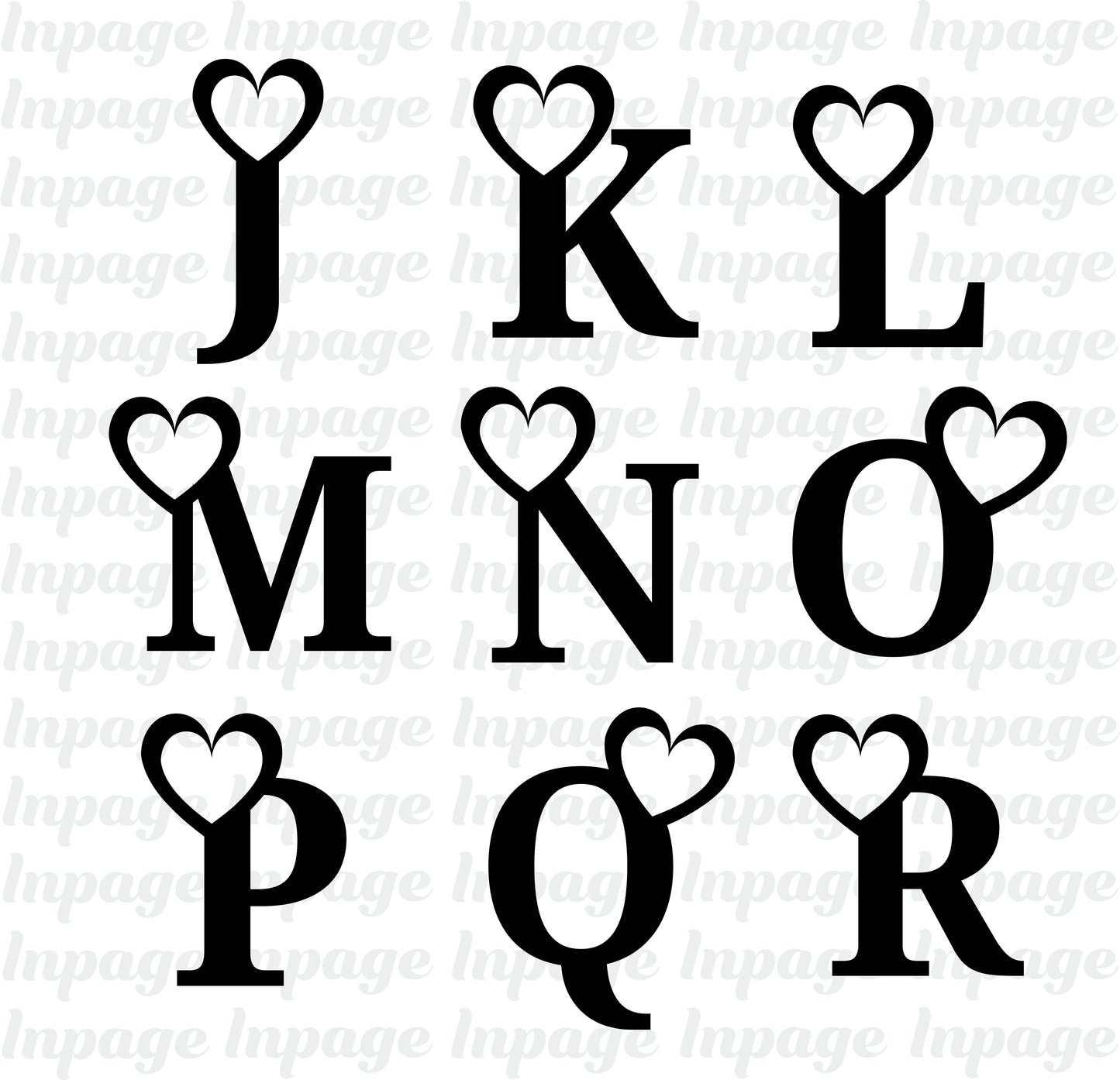 Love Alphabet Letter svg, Heart alphabet Dxf files, Heart Outline Alphabet Vector, Heart line art Alphabet Cutting files Digital Download