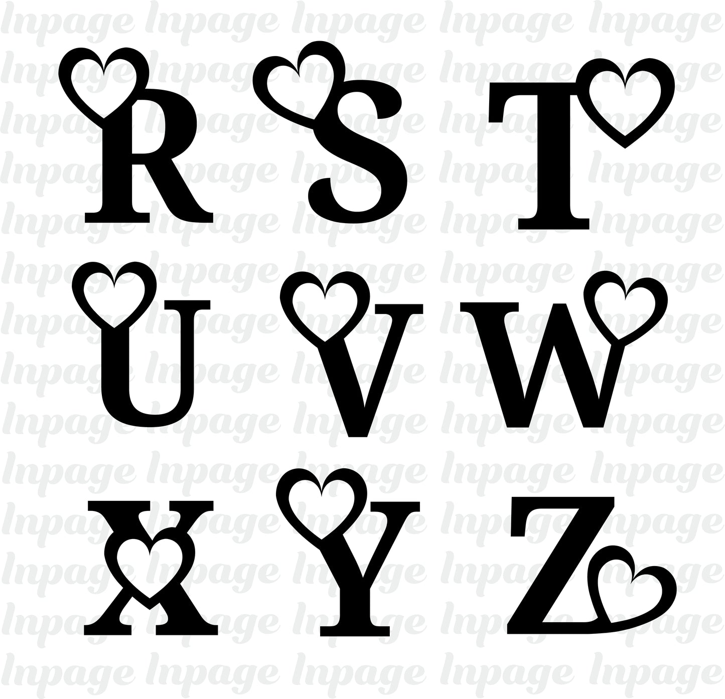 Love Alphabet Letter svg, Heart alphabet Dxf files, Heart Outline Alphabet Vector, Heart line art Alphabet Cutting files Digital Download