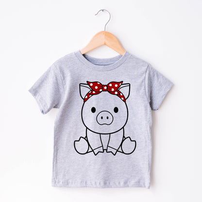 Pig Bandana Svg, Baby Pig with Bandana Dxf files, Pig with Headband Clipart, Little Girl Pig Cute Farm Pig Animal Cut Files Digital Download