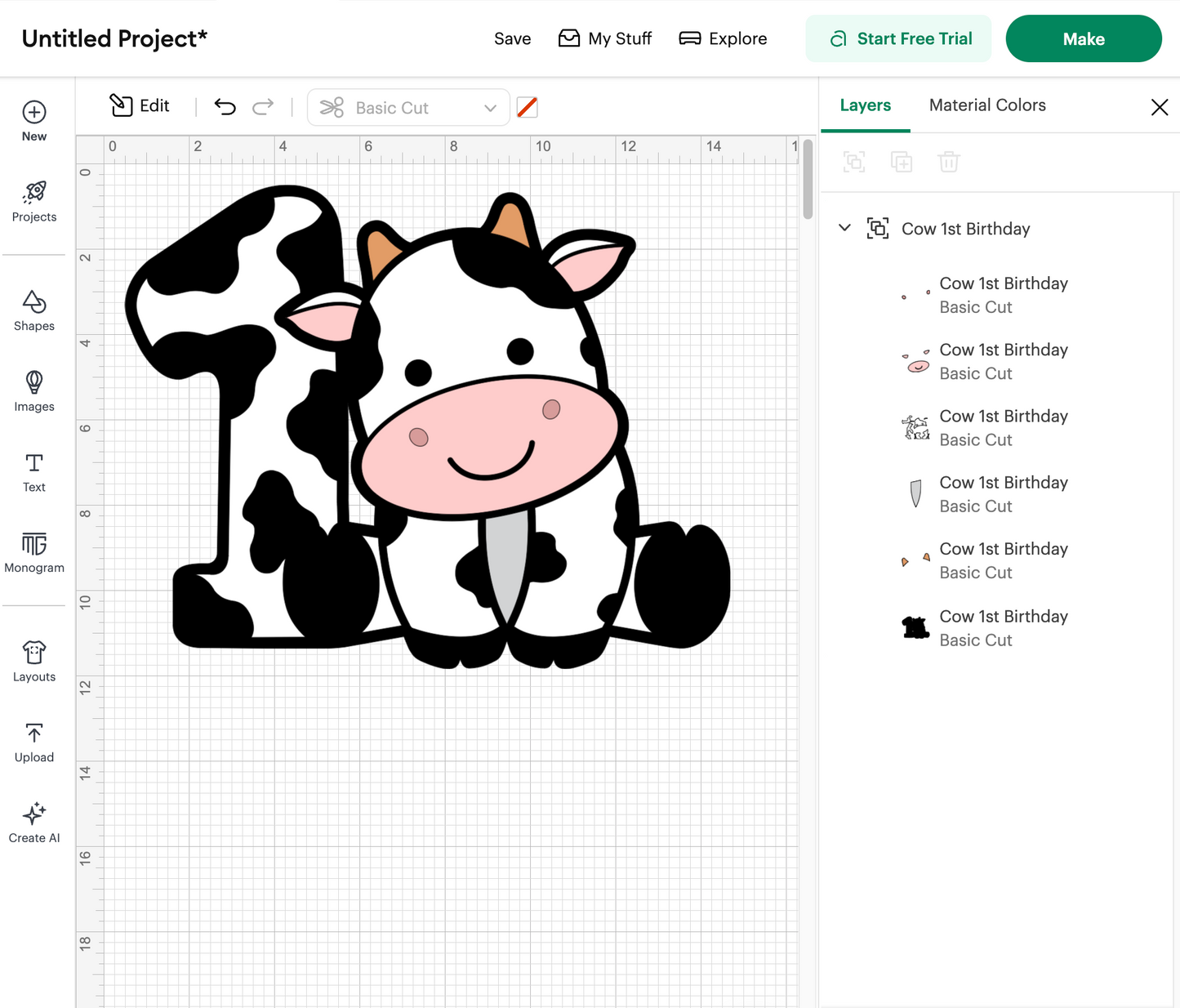 Cow 1st Birthday (Digital Download)