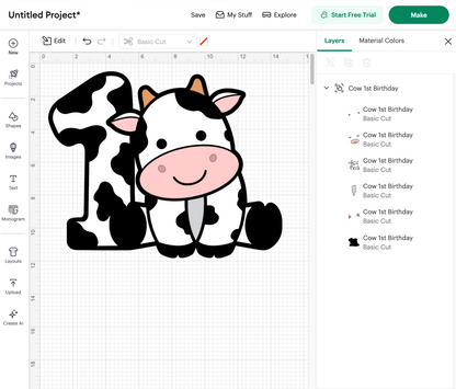 Cow 1st Birthday (Digital Download)