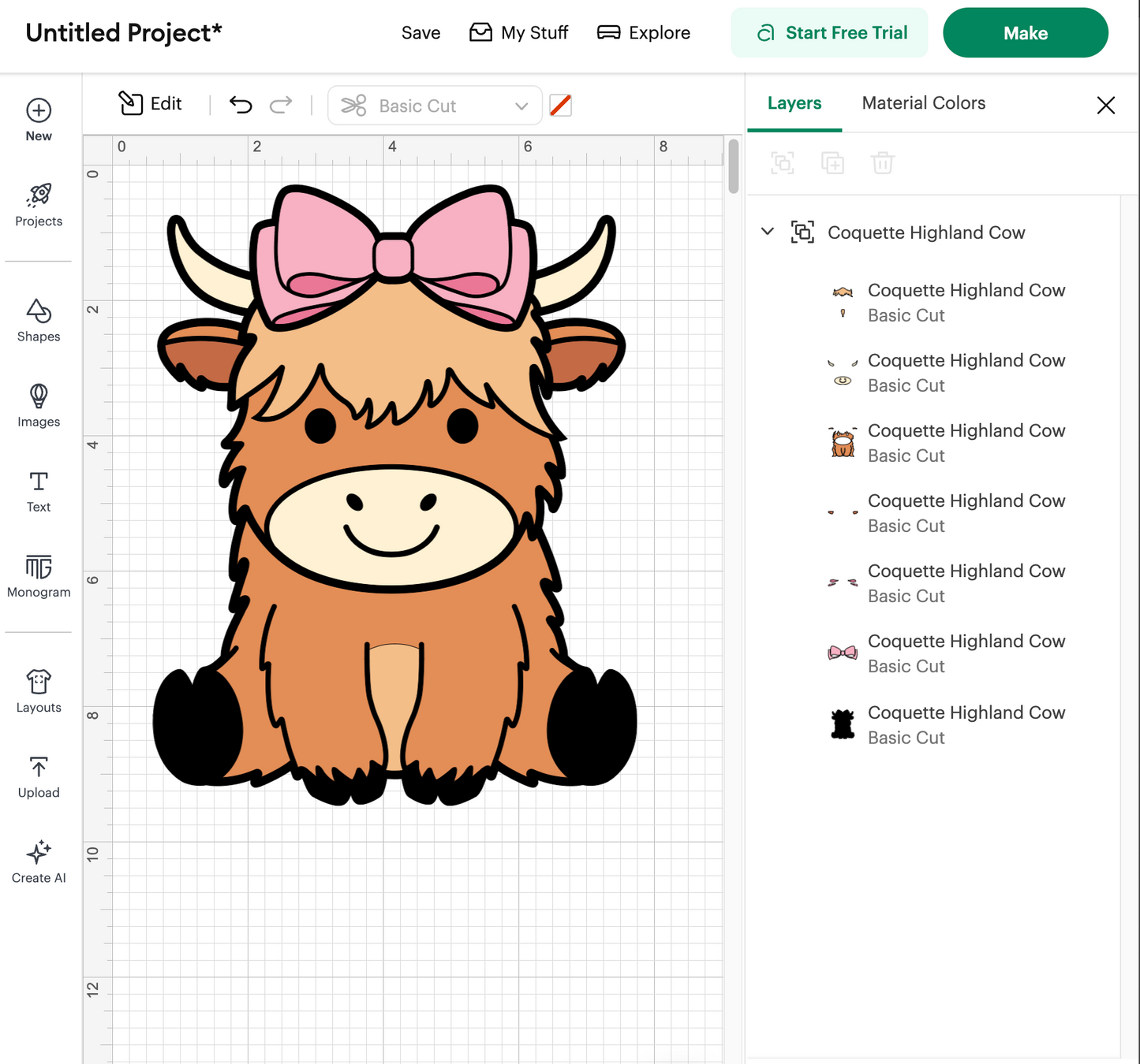 Coquette Highland Cow (Digital Download)
