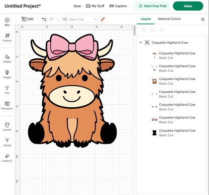 Coquette Highland Cow (Digital Download)