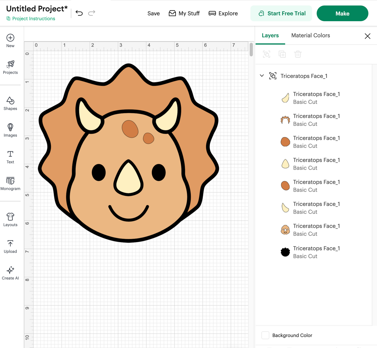 Triceratops Face (Digital Download)