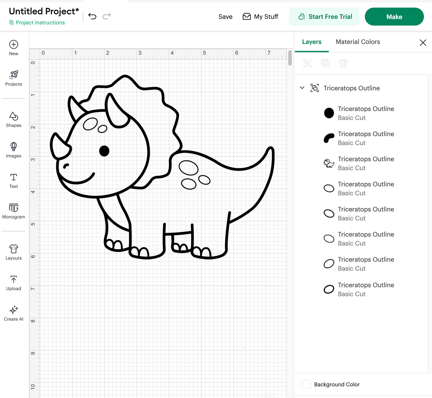 Triceratops Outline (Digital Download)