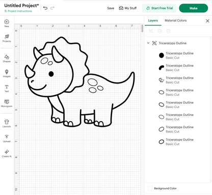 Triceratops Outline (Digital Download)