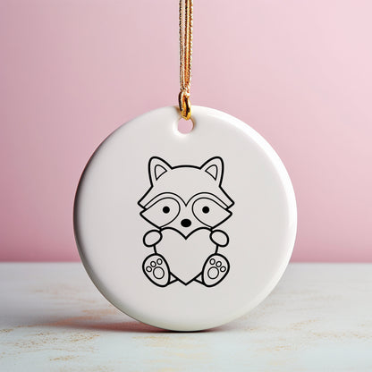 Raccoon with Heart SVG, Valentine's Day Animal Clipart, Cute Baby Raccoon Outline Vector, Valentines Raccoon Cut files Digital Download