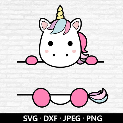 Unicorn Monogram SVG, Split Monogram Svg, Cute Unicorn SVG, Unicorn Baby Shower Shirt PNG, Customize with name Cut files Digital Download