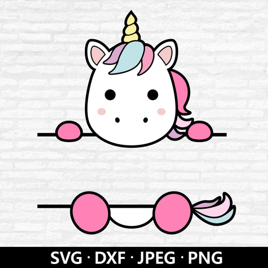 Unicorn Monogram SVG, Split Monogram Svg, Cute Unicorn SVG, Unicorn Baby Shower Shirt PNG, Customize with name Cut files Digital Download