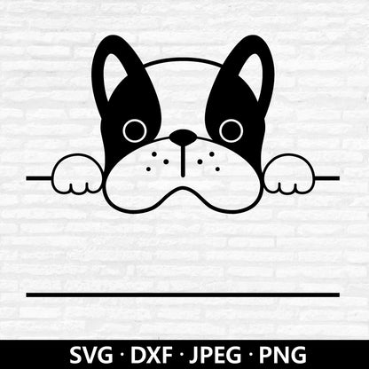 French Bulldog Monogram SVG, Cute Frenchie Puppy cut file, Peeking Bull Dog, Baby dog Kids Name Frame Monogram Cut files Digital Download