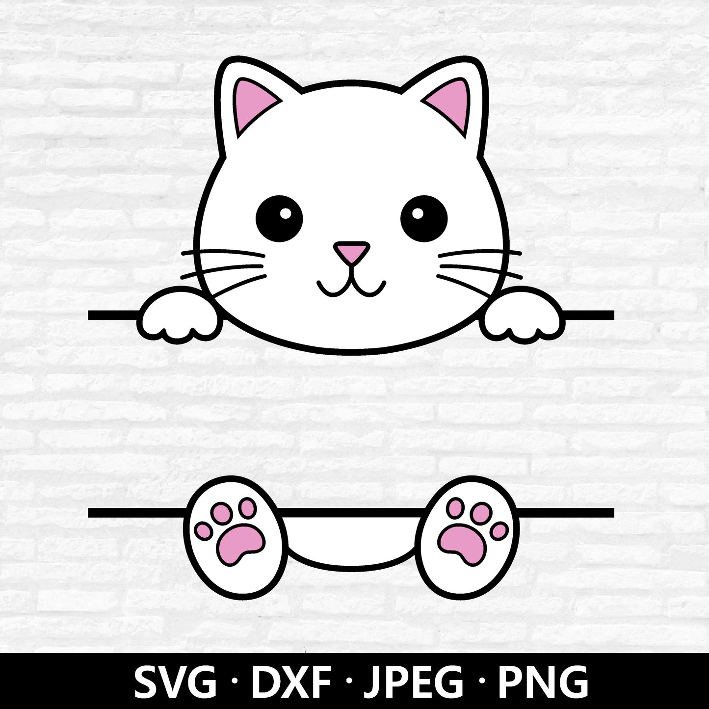 Cat Split Monogram Svg, Cute Cat Svg, Cat Layered File, Baby Animal Clip Art, Kitten Svg, Cat Name Frame Label Cut Files Digital Download