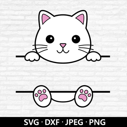 Cat Split Monogram Svg, Cute Cat Svg, Cat Layered File, Baby Animal Clip Art, Kitten Svg, Cat Name Frame Label Cut Files Digital Download