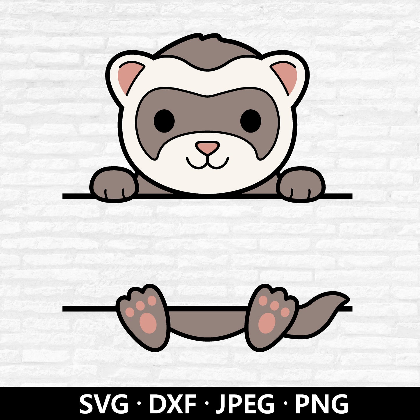 Ferret Monogram Svg, Ferret Clipart, Forest Animals Svg, Name Frame svg, Split Monogram Svg, Customize with name cut files Digital Download