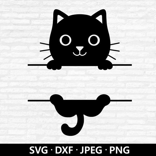 Cat Monogram Svg, Cute Cat Svg, Split Monogram SVG, Cat Cutting File, Cat Clip Art, Kitten Svg, Cat Name Frame Cut Files Digital Download