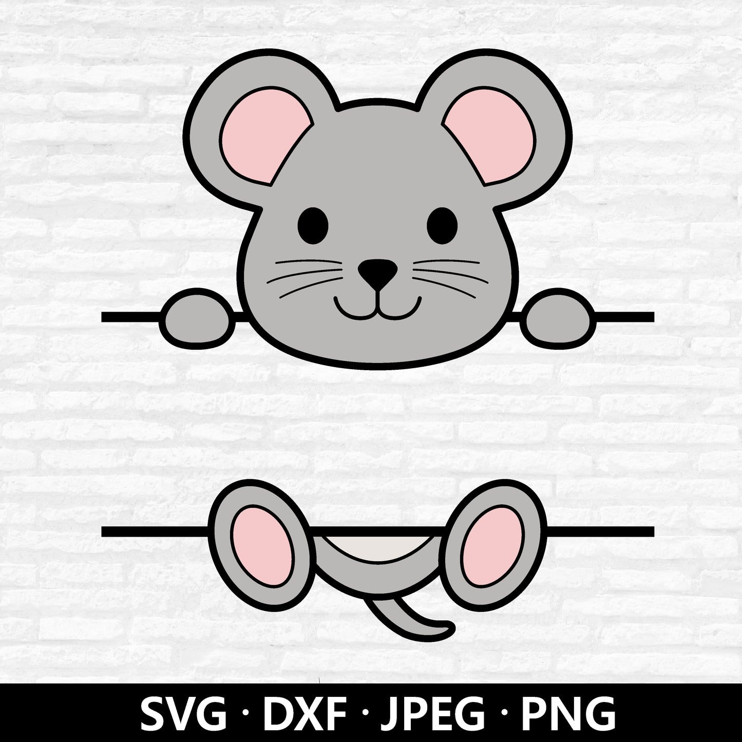 Mouse Monogram SVG, Baby Mouse SVG, Split Monogram Svg, Mouse SVG files, Mouse Clipart, Cute animal Name Frame cut files Digital Download