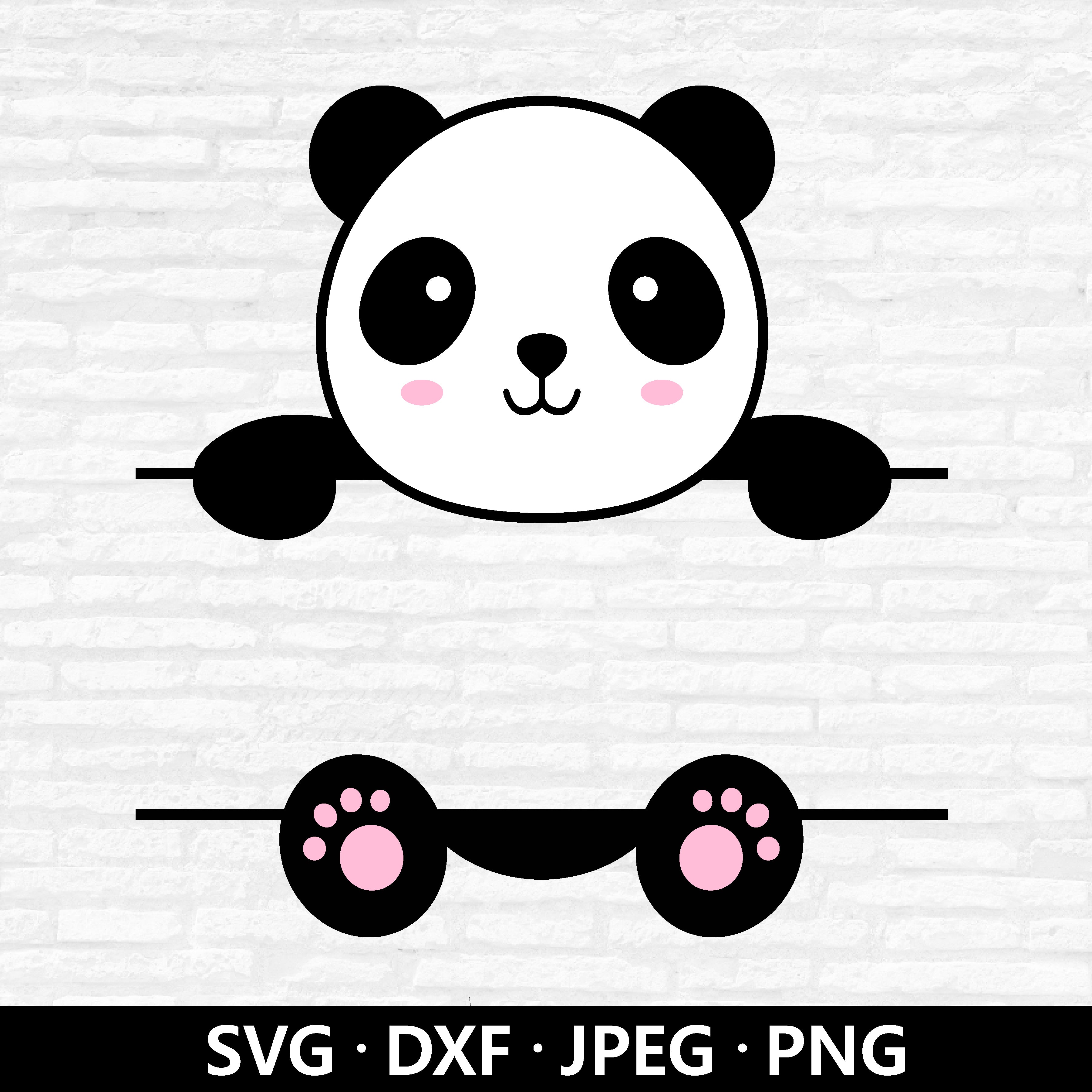 Panda Monogram SVG, Cuttable Baby Panda Clipart, Panda dxf file, Split ...