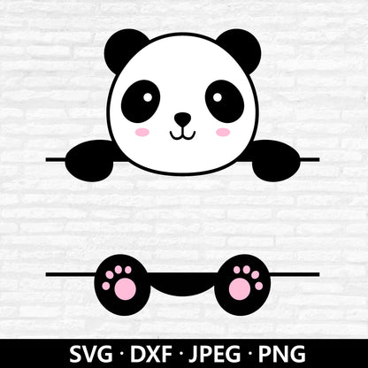 Panda Monogram SVG, Cuttable Baby Panda Clipart, Panda dxf file, Split Monogram Svg, Name Frame SVG, Panda Cut files Digital Download