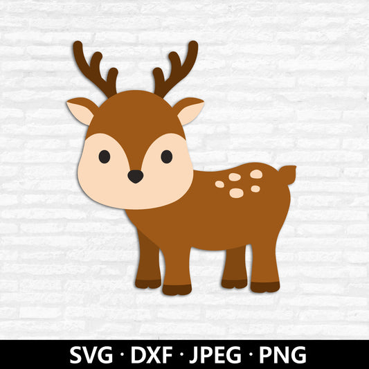 Cute Baby Deer SVG, Deer Cut file, Woodland Animals Svg, Reindeer Svg, Deer Clipart, Baby Animal Svg file, Deer Svg files Cricut Silhouette