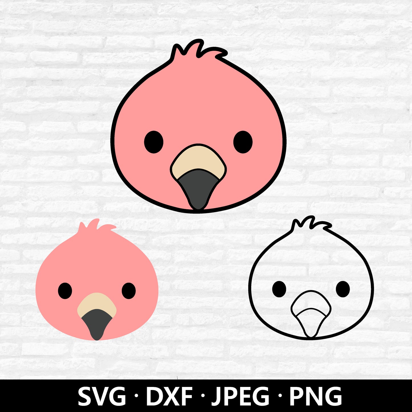 Flamingo Face SVG, Baby Flamingo Vector, Summer Tropical Cute Animal Flamingo clipart, Jungle Animals Bird Cutting files Digital Download